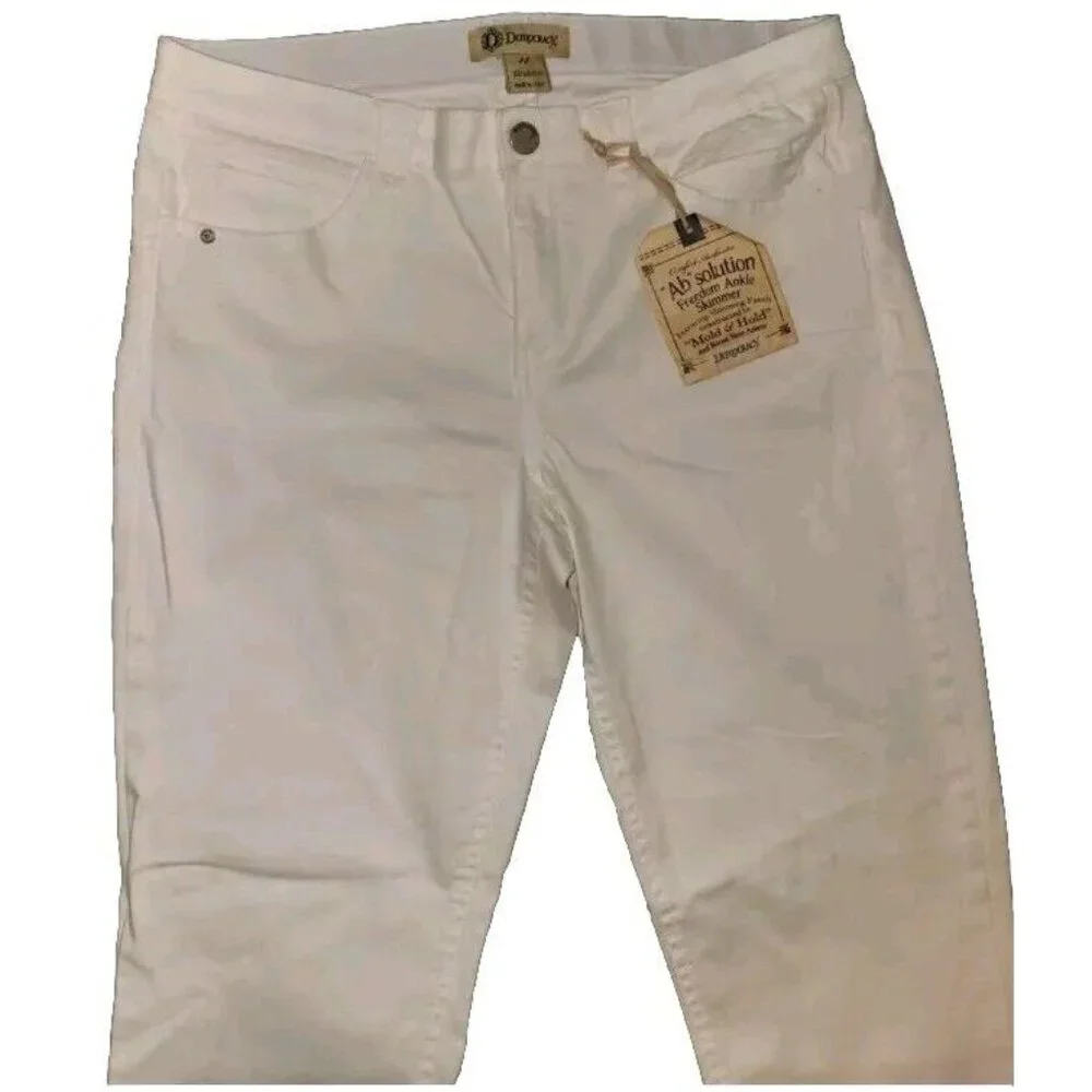 NWT DEMOCRACY White Denim "AB"SOLUTION Slimming Freedom Ankle Skimmer Jeans 14 - Picture 2 of 6